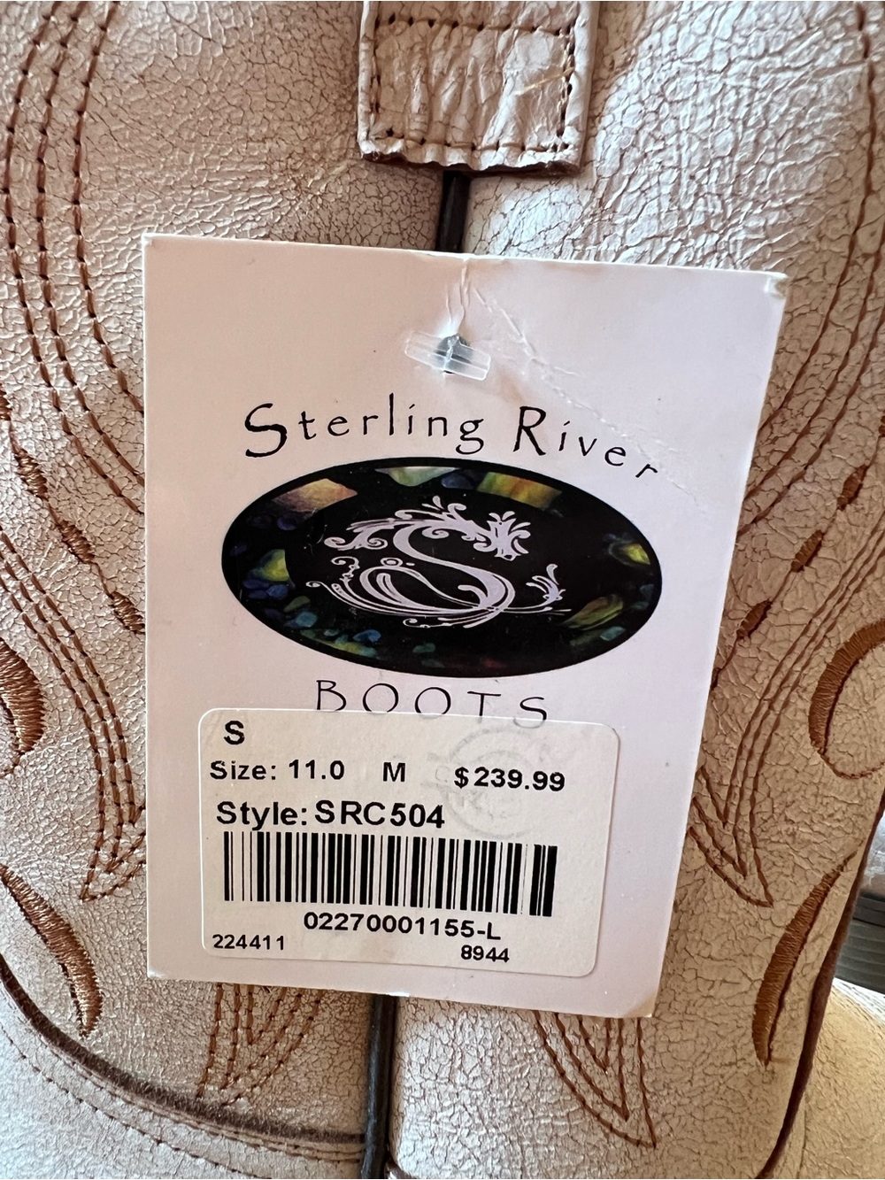 Sterling River Ivory & Brown Bohemian Moon Print Western Cowgirl Boots - Picture 7 of 13